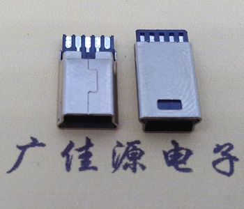 迷你MINI USB 5pin前五後五焊線式,鍍亮鎳長13MM