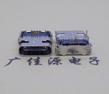 卧式usb type-c14p母座前插後貼