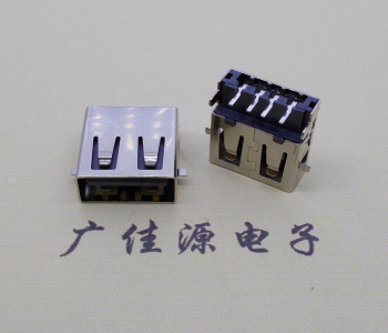 帶彈片前貼後插usb2.0 AF90°母座沉闆1.9mm黑膠芯耐高溫定制