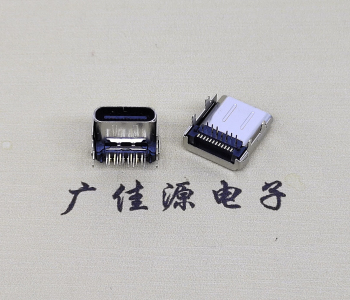 TYPE-C24P加高母座 PCB闆上雙殼卧式四腳插闆 端子插貼組合