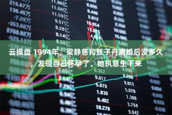 云操盘 1994年，梁静慈和甄子丹离婚后没多久，发现自己怀孕了。她执意生下来