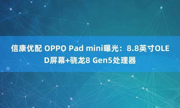 信康优配 OPPO Pad mini曝光：8.8英寸OLED屏幕+骁龙8 Gen5处理器