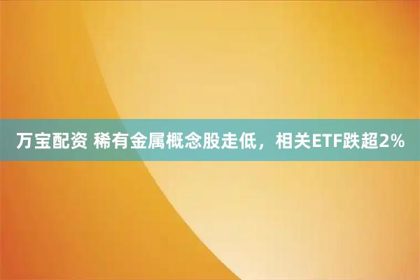 万宝配资 稀有金属概念股走低，相关ETF跌超2%